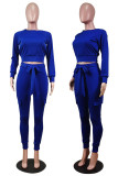 Blue Street Polyester Solid Split Joint O Neck Long Sleeve Regular Sleeve Short Two Pieces