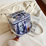Blue Fashion Casual Print Crossbody Bag