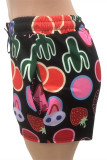 Multicolor Fashion Casual Print Basic Regular Mid Waist Shorts