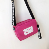 Rose Red Fashion Casual Letter Print Crossbody Bag