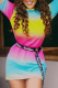 Multicolor Sexy Striped Tie-dye Half A Turtleneck A Line Dresses