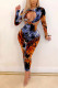 Rose Red Sexy Geometric Backless O Neck Wrapped Skirt Dresses