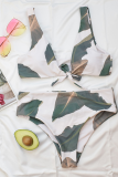 Green Sexy Print Bandage Split Joint Swimwears