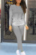 Grey Fashion Casual Gradual Change Print Basic Hooded Collar Long Sleeve Two Pieces