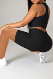 Red Sportswear Solid Patchwork O Neck Sleeveless Two Pieces