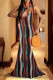 Multi-color Fashion Sexy Print Hollowed Out Backless One Shoulder Sleeveless Dress