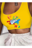 multicolor Fashion Sportswear Adult Print Vests U Neck Tops