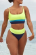Light Yellow Sexy Solid Patchwork Swimwears