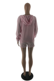Pink Blends Sexy Solid Straight Long Sleeve Two Pieces