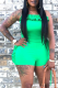 Green Sexy Solid Patchwork Strapless Skinny Rompers