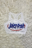 White and blue Fashion Sportswear Adult Print Vests U Neck Tops