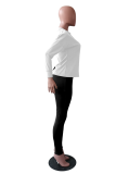 Yellow Casual Solid Split Joint O Neck Long Sleeve Two Pieces