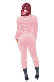 Pink Polyester Elastic Fly Long Sleeve Mid Sequin Patchwork pencil Pants
