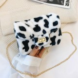 Black Fashion Casual Print Chain Strap Crossbody Bag