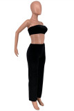 Blue Sexy Casual Solid Backless Strapless Sleeveless Two Pieces
