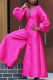 Pink Vintage Solid V Neck Regular Jumpsuits