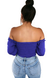 White V Neck Long Sleeve Patchwork crop top Solid