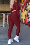 Pink Sportswear Solid Patchwork O Neck Two Pieces