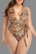 Yellow Sexy Animal Print Patchwork Swimwears