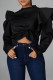 Black Fashion Casual Solid Patchwork Flounce Half A Turtleneck Tops