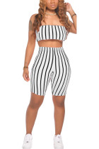 White Polyester Fashion Casual adult Ma'am Striped Two Piece Suits pencil Sleeveless Two Pieces