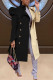 Black Casual Solid Patchwork Turndown Collar Outerwear