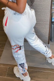 White Fashion Casual Adult Print Loose Bottoms