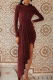 Red Sexy Patchwork Sequins Half A Turtleneck Irregular Dress Dresses