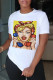 White Fashion Casual Print Basic O Neck T-Shirts
