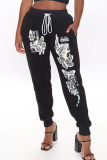 Black And White Casual Print Patchwork Harlan Mid Waist Harlan Bottoms