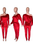 Red Fashion Print Bateau Neck Jumpsuits