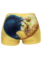 Shallow yellow Polyester Elastic Fly Mid Print Skinny shorts Bottoms