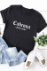 Black Fashion Casual Letter Print Basic O Neck Tops