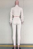 Black Sexy Solid Two Piece Suits pencil Long Sleeve Two-piece Pants Set
