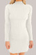White Sexy Solid Patchwork Turtleneck Wrapped Skirt Dresses