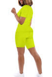 Green Fashion Sexy adult Ma'am Solid Two Piece Suits pencil Short Sleeve Two Pieces
