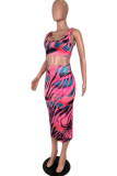 Multicolor Sexy Casual Print Basic U Neck Sleeveless Two Pieces