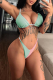 Green Sexy Solid Color Block Split Joint Swimwears