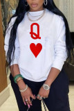 White Fashion Casual Letter Print Basic O Neck Tops