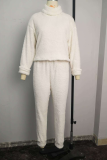 Pink Sexy Solid Patchwork Turtleneck Long Sleeve Two Pieces