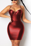 Black Fashion Sexy Solid Backless Spaghetti Strap Sling Dress Dresses