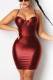 Wine Red Fashion Sexy Solid Backless Spaghetti Strap Sling Dress Dresses
