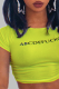 Green Street Print Letter O Neck Tops