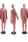 Pale Red Casual Solid Patchwork Long Sleeve Two Pieces