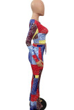 Colour Work Daily Print O Neck Long Sleeve Two Pieces