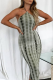 Green Sexy Print Patchwork Halter Pencil Skirt Dresses
