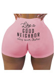 Pink Print Skinny shorts Bottoms