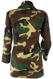 Army Green Turndown Collar Camouflage Others Long Sleeve Outerwear