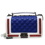 Blue Fashion Casual Patchwork Messenger Bag