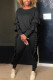 Black Fashion Casual Solid Patchwork O Neck Long Sleeve Two Pieces